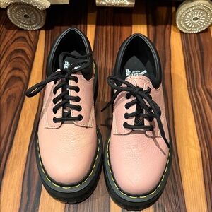 Dr. Martens 8053 Quad Lace-Up Pink Leather Lug Soles with Black Accents